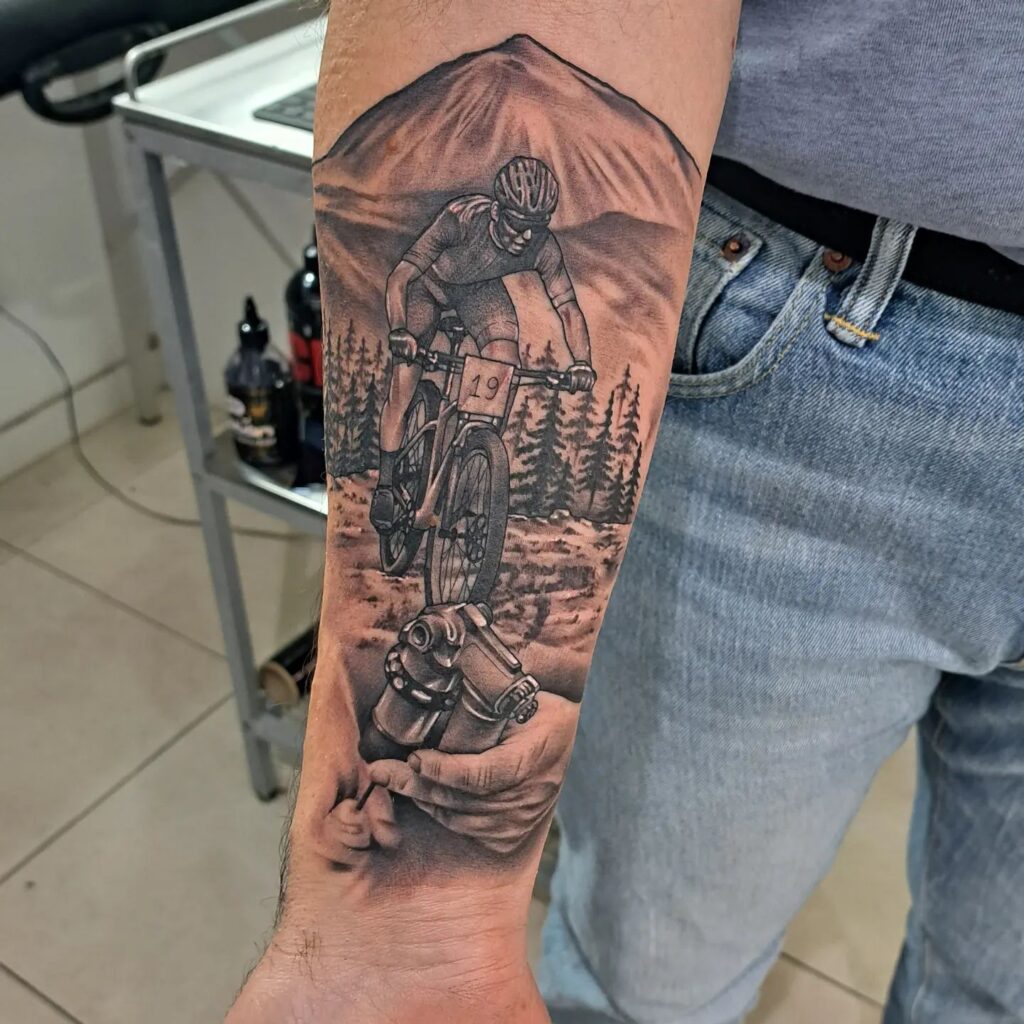 Motorcycle gear on leg : r/tattoo