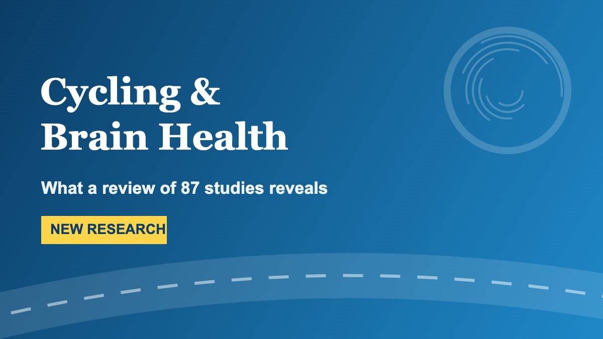 Amber Sayer 2 Cyclist and brain graphic illustrating research on how cycling improves brain health, mood and focus