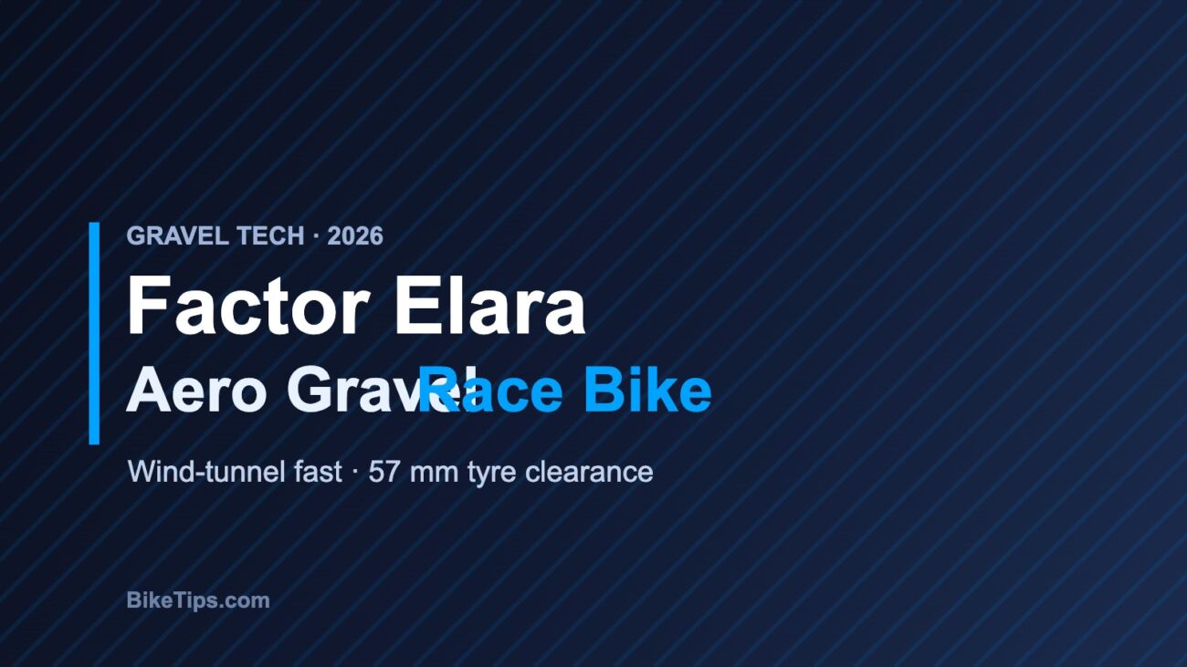 Homepage 1 Factor Elara aero gravel race bike graphic with 57mm tyre clearance