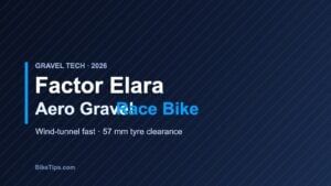 News 3 Factor Elara aero gravel race bike graphic with 57mm tyre clearance